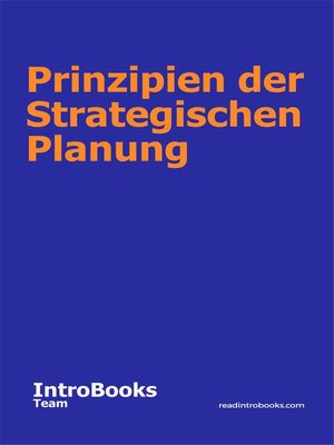 cover image of Prinzipien der Strategischen Planung
